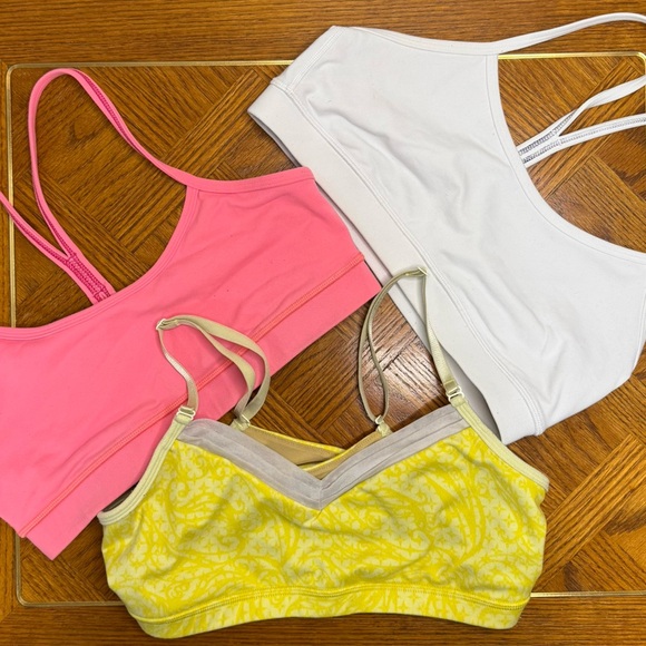 3 Lululemon Bra Bundle Flow Y Bra IV (Hot Pink/White) Crisscross Bralette Yellow - Picture 3 of 13